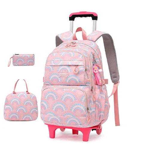 2022 Backpack with Wheels for Girls Lightweight Rolling Backpacks 3Pcs Set 16 Inch Kids Roller Backpack for School Travel Bags