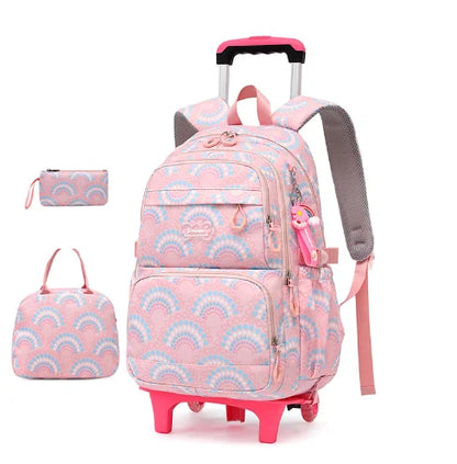2022 Backpack with Wheels for Girls Lightweight Rolling Backpacks 3Pcs Set 16 Inch Kids Roller Backpack for School Travel Bags