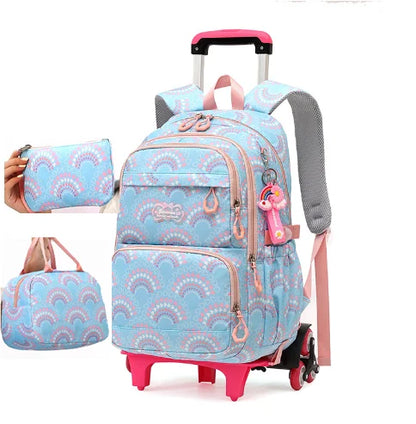 2022 Backpack with Wheels for Girls Lightweight Rolling Backpacks 3Pcs Set 16 Inch Kids Roller Backpack for School Travel Bags