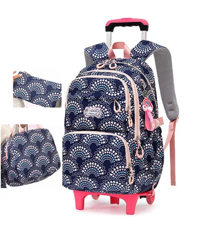 2022 Backpack with Wheels for Girls Lightweight Rolling Backpacks 3Pcs Set 16 Inch Kids Roller Backpack for School Travel Bags