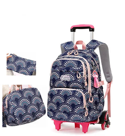 2022 Backpack with Wheels for Girls Lightweight Rolling Backpacks 3Pcs Set 16 Inch Kids Roller Backpack for School Travel Bags