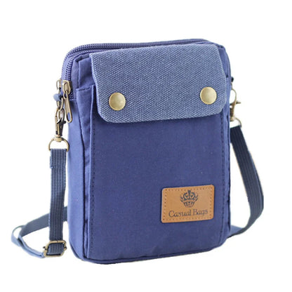2022 Casual Canvas Mobile Phone Bags for Women Double Zipper Shoulder Bag Female Girls Trend Handbag Purse Mini Crossbody Bolsas