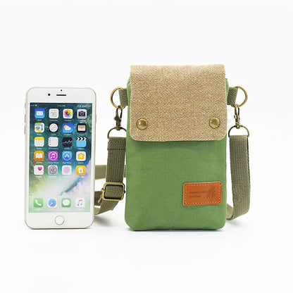 2022 Casual Canvas Mobile Phone Bags for Women Double Zipper Shoulder Bag Female Girls Trend Handbag Purse Mini Crossbody Bolsas