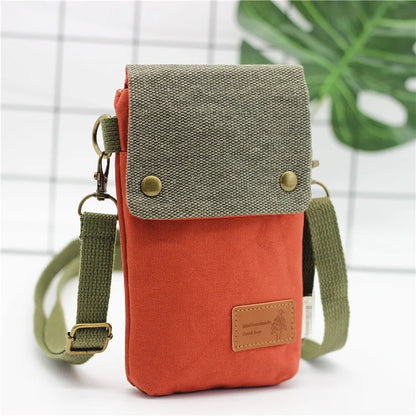 2022 Casual Canvas Mobile Phone Bags for Women Double Zipper Shoulder Bag Female Girls Trend Handbag Purse Mini Crossbody Bolsas