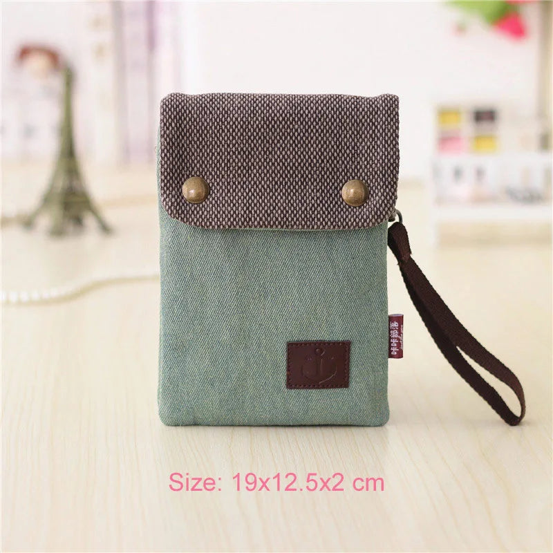 2022 Casual Canvas Mobile Phone Bags for Women Double Zipper Shoulder Bag Female Girls Trend Handbag Purse Mini Crossbody Bolsas