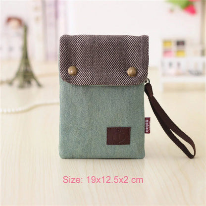 2022 Casual Canvas Mobile Phone Bags for Women Double Zipper Shoulder Bag Female Girls Trend Handbag Purse Mini Crossbody Bolsas