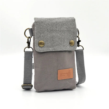 2022 Casual Canvas Mobile Phone Bags for Women Double Zipper Shoulder Bag Female Girls Trend Handbag Purse Mini Crossbody Bolsas