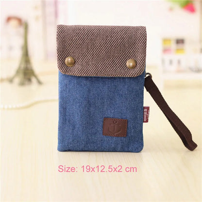 2022 Casual Canvas Mobile Phone Bags for Women Double Zipper Shoulder Bag Female Girls Trend Handbag Purse Mini Crossbody Bolsas