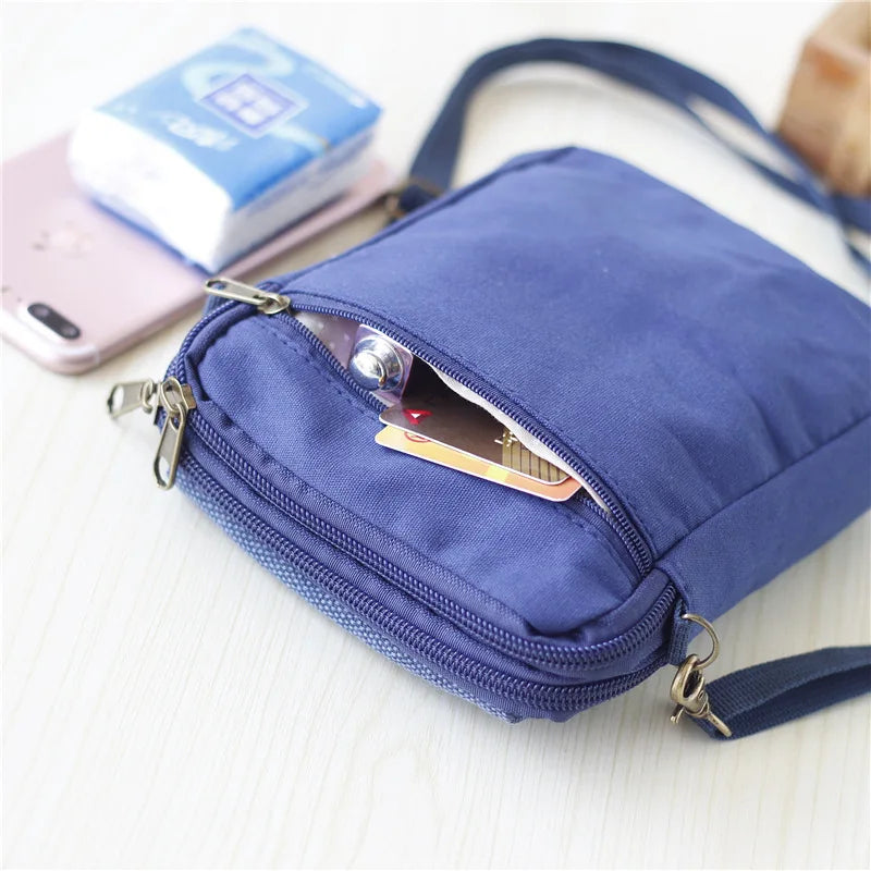 2022 Casual Canvas Mobile Phone Bags for Women Double Zipper Shoulder Bag Female Girls Trend Handbag Purse Mini Crossbody Bolsas