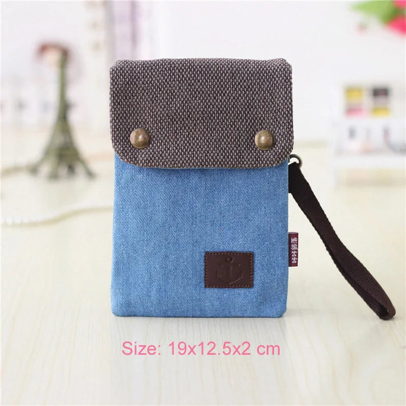 2022 Casual Canvas Mobile Phone Bags for Women Double Zipper Shoulder Bag Female Girls Trend Handbag Purse Mini Crossbody Bolsas