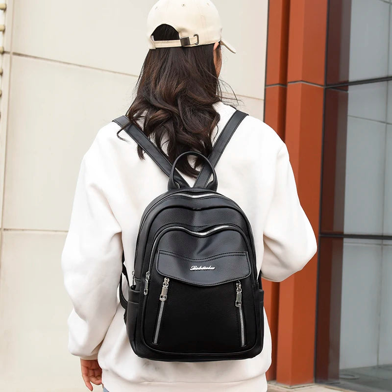 2022 Fashion High Quality Leather Backpack Four Seasons Travel Waterproof Anti Theft Backpack Famous Women's Designer School Bag