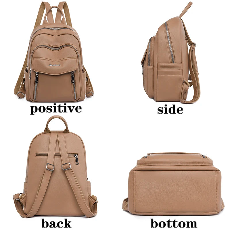 2022 Fashion High Quality Leather Backpack Four Seasons Travel Waterproof Anti Theft Backpack Famous Women's Designer School Bag