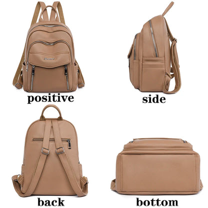 2022 Fashion High Quality Leather Backpack Four Seasons Travel Waterproof Anti Theft Backpack Famous Women's Designer School Bag