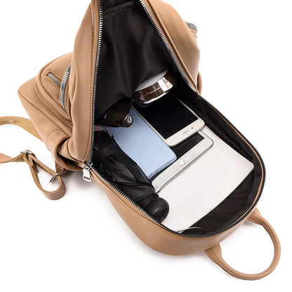 2022 Fashion High Quality Leather Backpack Four Seasons Travel Waterproof Anti Theft Backpack Famous Women's Designer School Bag