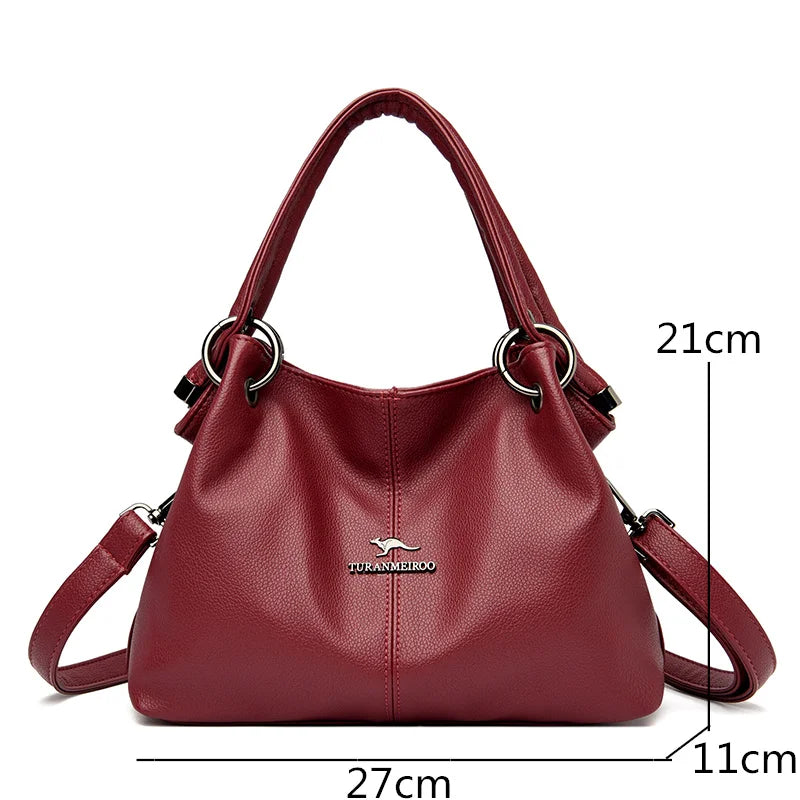 2022 Fashion High Quality Solid Color Leather Women's Handbags Large Capacity Messenger Bags Ladies Casual Simple Messenger Bags