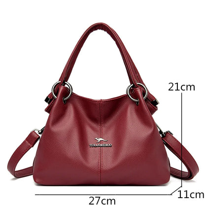 2022 Fashion High Quality Solid Color Leather Women's Handbags Large Capacity Messenger Bags Ladies Casual Simple Messenger Bags