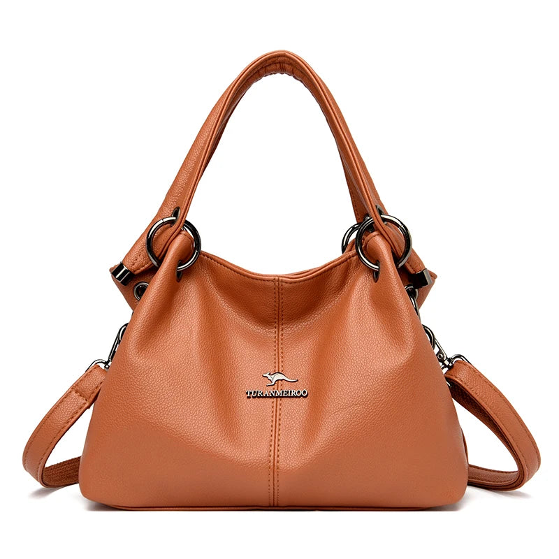 2022 Fashion High Quality Solid Color Leather Women's Handbags Large Capacity Messenger Bags Ladies Casual Simple Messenger Bags