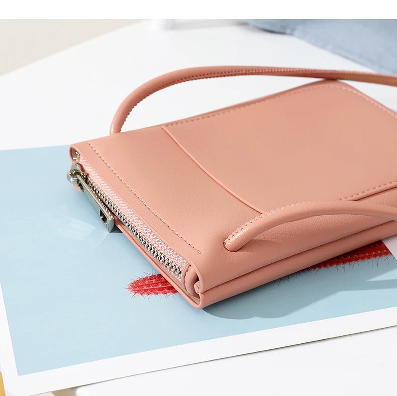 2022 Fashion Mini Macaron Zipper Purses and Handbags for Women Multifunctional Cell Phone Crossbody Bag PU Leather Shoulder Bags