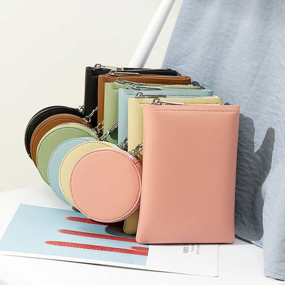 2022 Fashion Mini Macaron Zipper Purses and Handbags for Women Multifunctional Cell Phone Crossbody Bag PU Leather Shoulder Bags