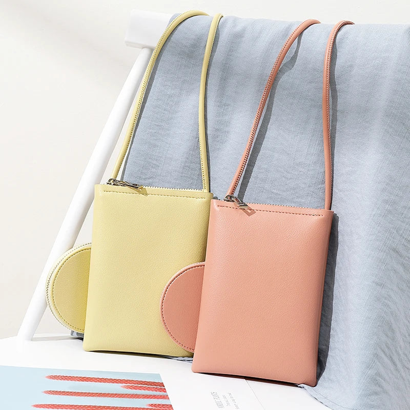 2022 Fashion Mini Macaron Zipper Purses and Handbags for Women Multifunctional Cell Phone Crossbody Bag PU Leather Shoulder Bags