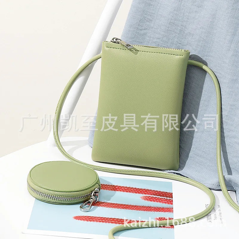 2022 Fashion Mini Macaron Zipper Purses and Handbags for Women Multifunctional Cell Phone Crossbody Bag PU Leather Shoulder Bags