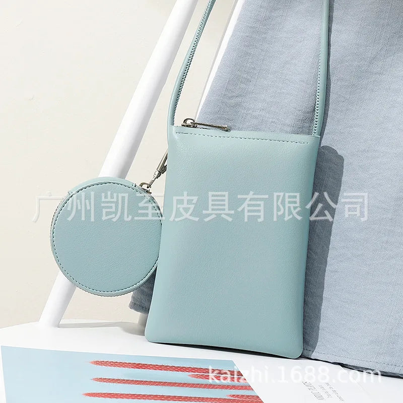 2022 Fashion Mini Macaron Zipper Purses and Handbags for Women Multifunctional Cell Phone Crossbody Bag PU Leather Shoulder Bags