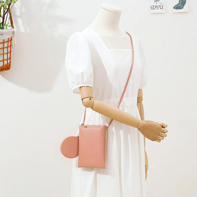 2022 Fashion Mini Macaron Zipper Purses and Handbags for Women Multifunctional Cell Phone Crossbody Bag PU Leather Shoulder Bags