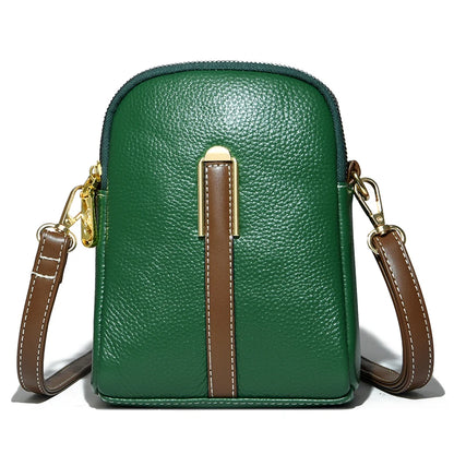 2022 Fashion Real Cowhide Girls Purse Phone Pouch Genuine Leather Shoulder Bags Woman Minimalist Solid Color Mini Crossbody Bag