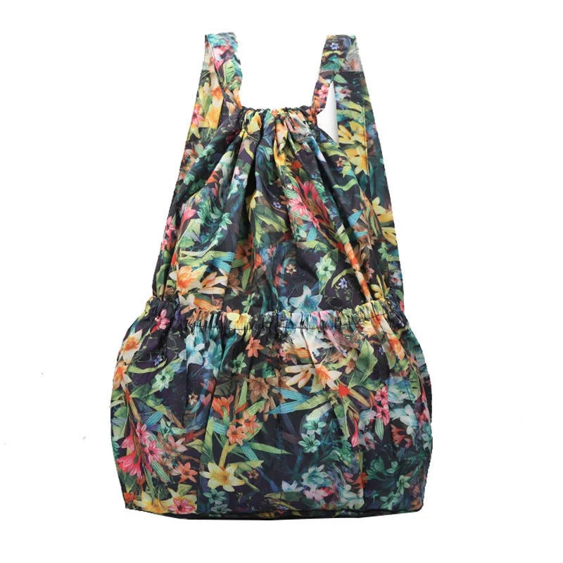 2022 Fashion Vintage Drawstring Backpacks Women Large Capacity Flower Ethnic Style Waterproof Nylon Rucksack Shoulders Backpacks