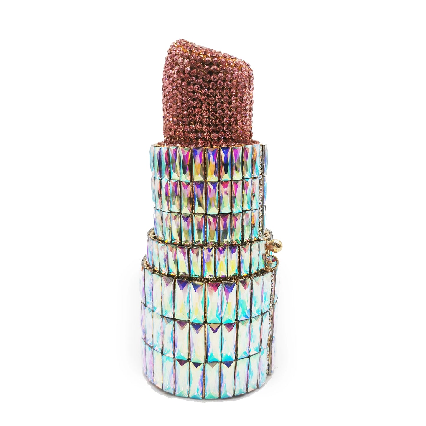 2022 Female Lipstick shape Gold Hot Pink Rhinestone Crystal Diamond Evening Bag Clutch Purse For Party Wedding Clutches Bags