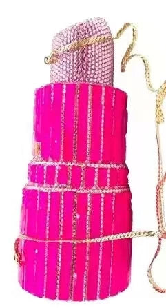 2022 Female Lipstick shape Gold Hot Pink Rhinestone Crystal Diamond Evening Bag Clutch Purse For Party Wedding Clutches Bags