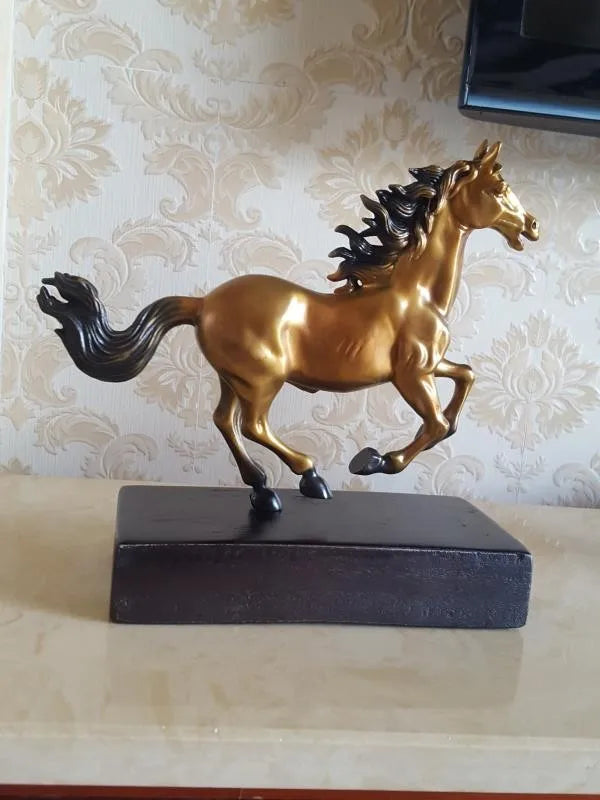 2022 GOOD LUCK  HOME office company Business Ornament art  GOOD LUCK Success Gold horse brass FENG SHUI ART Statue