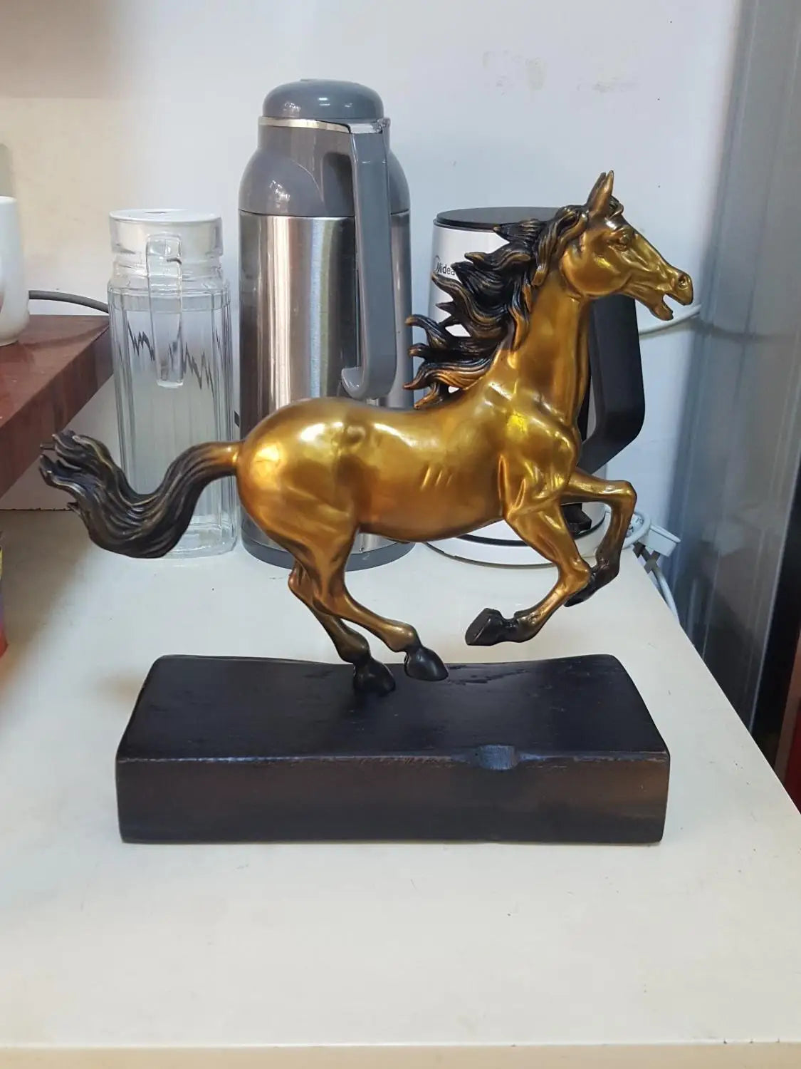 2022 GOOD LUCK  HOME office company Business Ornament art  GOOD LUCK Success Gold horse brass FENG SHUI ART Statue