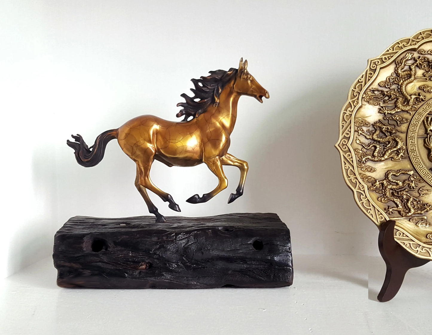 2022 GOOD LUCK  HOME office company Business Ornament art  GOOD LUCK Success Gold horse brass FENG SHUI ART Statue