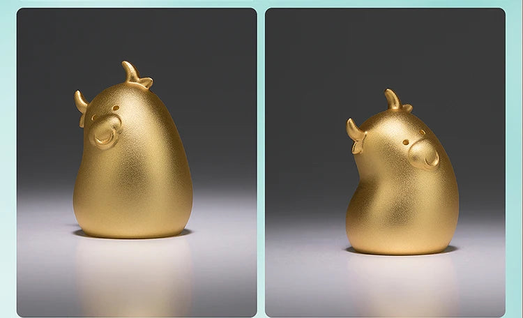 2022 GOOD LUCK gift CHINA National treasure Collection 24K Gold-plated Zodiacs Wealth success Lucky Bull Mascot Company business