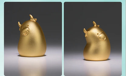 2022 GOOD LUCK gift CHINA National treasure Collection 24K Gold-plated Zodiacs Wealth success Lucky Bull Mascot Company business