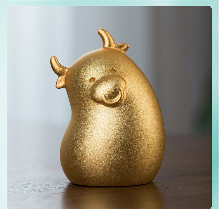 2022 GOOD LUCK gift CHINA National treasure Collection 24K Gold-plated Zodiacs Wealth success Lucky Bull Mascot Company business