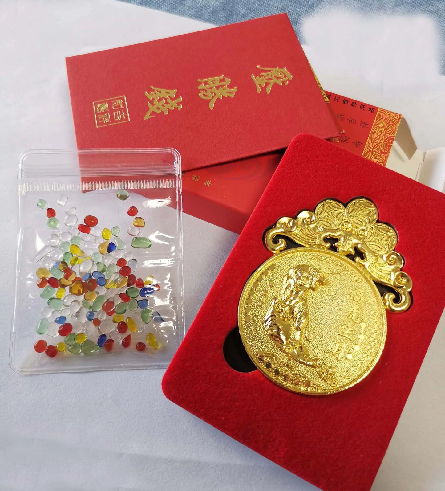 2022 Geomantic omen master exorcise evil spirit good luck TAI SUI tiger card Amulet Color crystal protective talisman