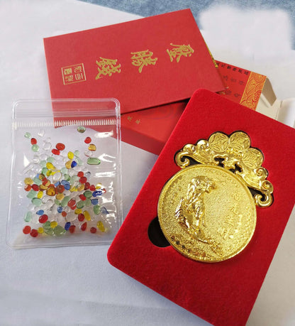 2022 Geomantic omen master exorcise evil spirit good luck TAI SUI tiger card Amulet Color crystal protective talisman