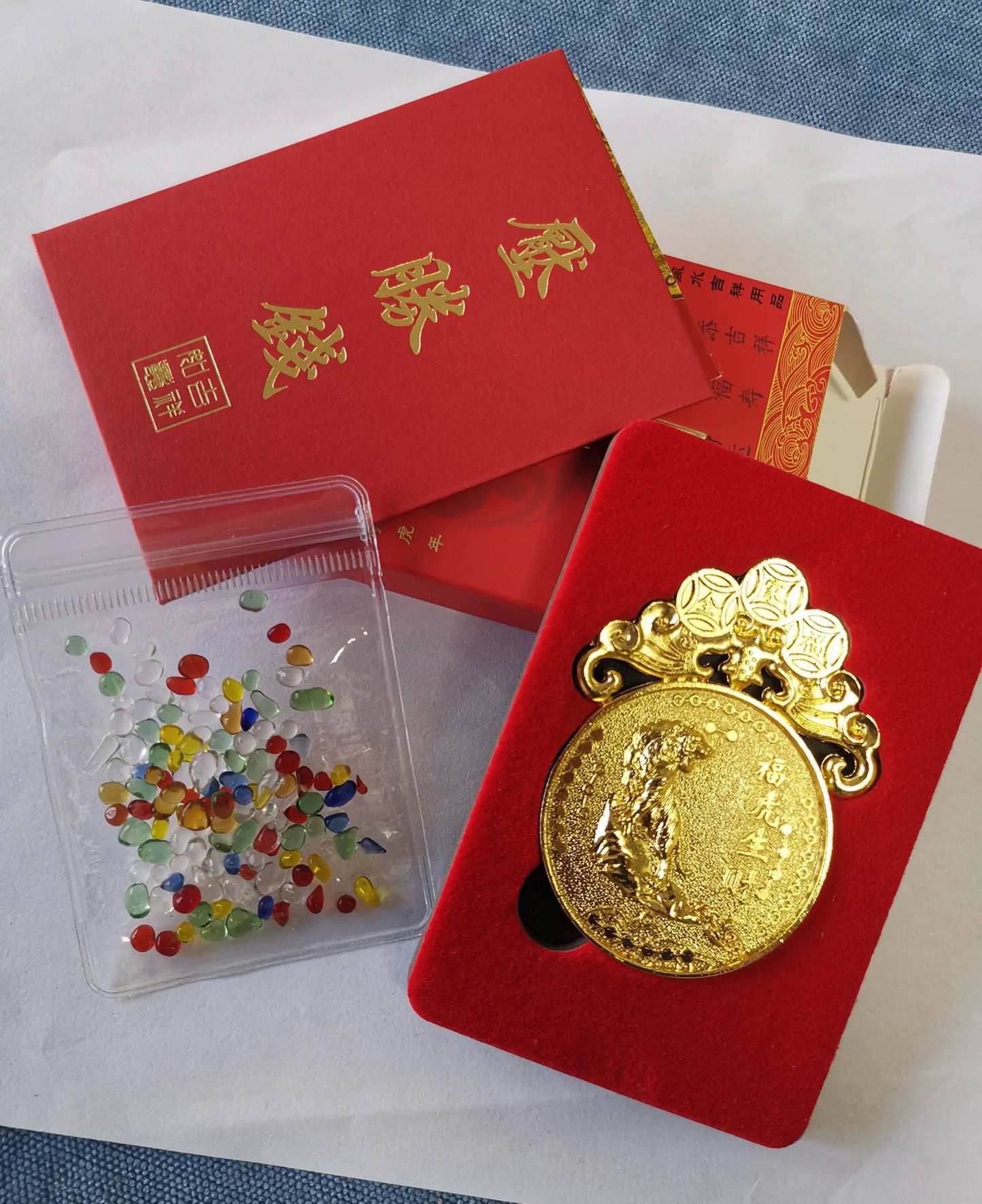 2022 Geomantic omen master exorcise evil spirit good luck TAI SUI tiger card Amulet Color crystal protective talisman