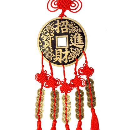 2022 HOME Courtyard lobby living room GOOD LUCK talisman exorcise evil spirits COPPER Cash  FIVE Safety buckle Hanging ornament