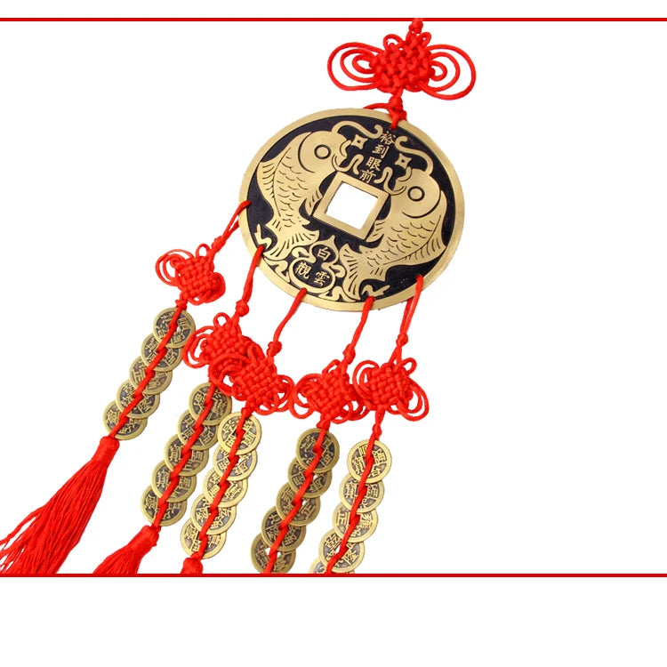 2022 HOME Courtyard lobby living room GOOD LUCK talisman exorcise evil spirits COPPER Cash  FIVE Safety buckle Hanging ornament