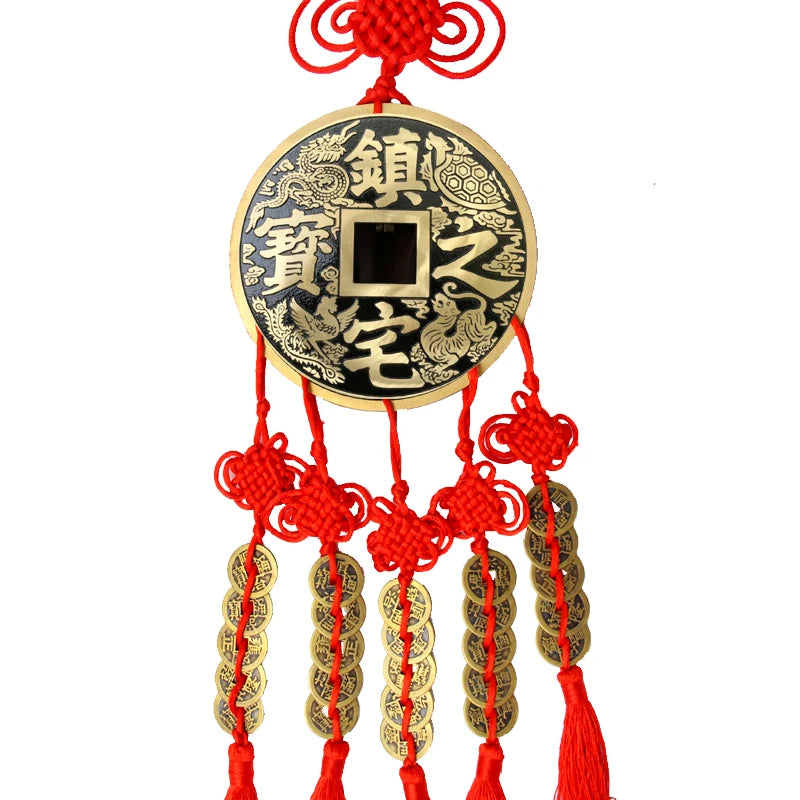 2022 HOME Courtyard lobby living room GOOD LUCK talisman exorcise evil spirits COPPER Cash  FIVE Safety buckle Hanging ornament