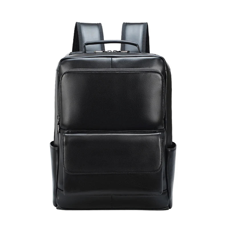 2022 Men Genuine Leather Business Backpack Fashion Waterproof School Book Bags Casual Travel Laptop Bag Male Student Backpacks