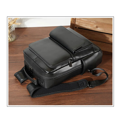 2022 Men Genuine Leather Business Backpack Fashion Waterproof School Book Bags Casual Travel Laptop Bag Male Student Backpacks
