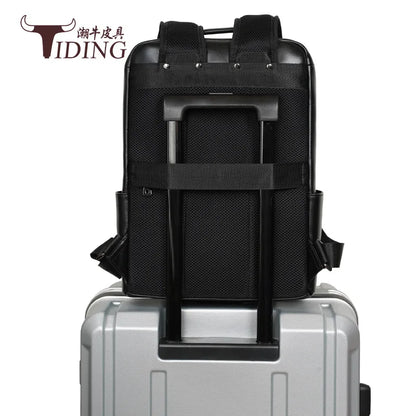 2022 Men Genuine Leather Business Backpack Fashion Waterproof School Book Bags Casual Travel Laptop Bag Male Student Backpacks