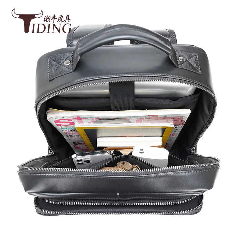 2022 Men Genuine Leather Business Backpack Fashion Waterproof School Book Bags Casual Travel Laptop Bag Male Student Backpacks
