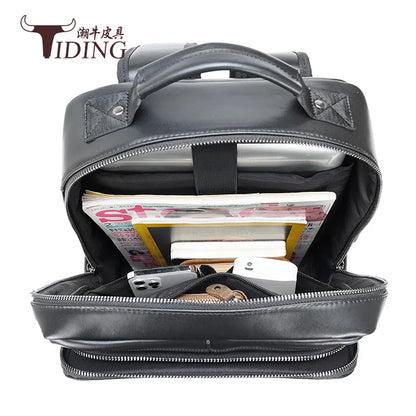 2022 Men Genuine Leather Business Backpack Fashion Waterproof School Book Bags Casual Travel Laptop Bag Male Student Backpacks