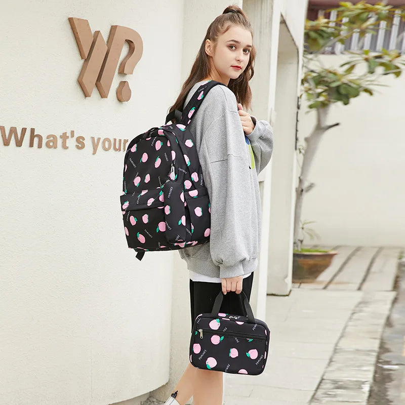 2022 NEW Fruit Printing Girls Backpacks School Bags For Girls Set Kid Schoolbags Children Backpack Kids Bookbag Satchel Knapsack