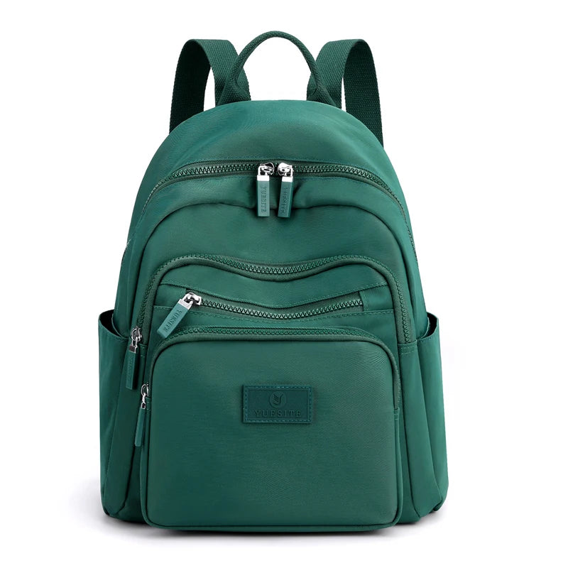 2022 New Dark Green Women's Backpack Waterproof Nylon Backpack Student School Bag Suitable For Girls' Small Travel Rucksack